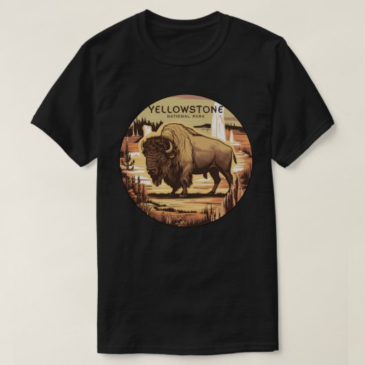 Yellowstone National Park Bison T-shirt (Design voorkant)