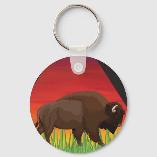 Yellowstone National Park Bison Wyoming Montana Sleutelhanger (Voorkant)