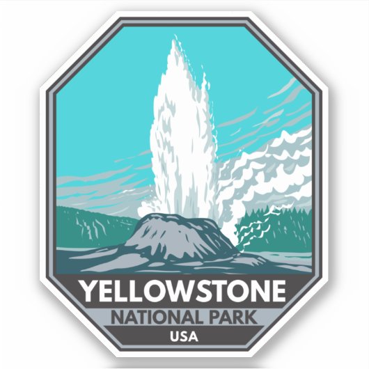 Yellowstone National Park Castle Geyser  Sticker (Voorkant)