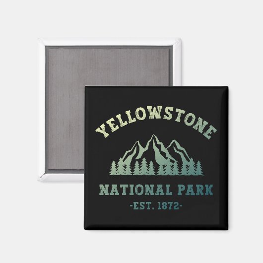 Yellowstone National Park Gradient Hiking Camping Magneet (Voorkant / Achterkant)