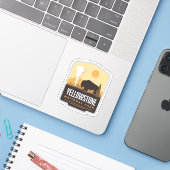 Yellowstone National Park Grote Vinyl Sticker (Laptop met iPhone)