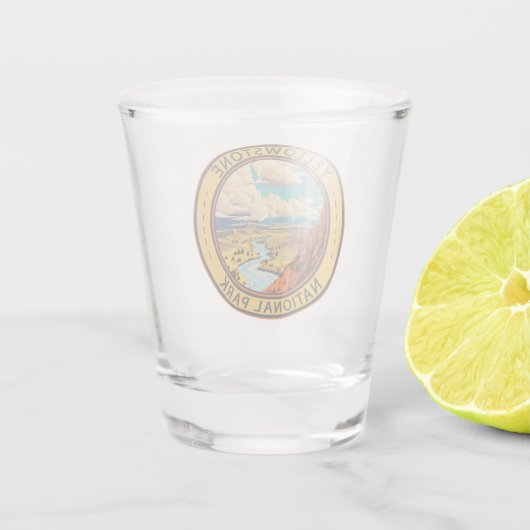 Yellowstone National Park Hayden Valley Reiskunst Shot Glas (Achterkant)