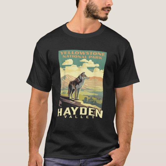 Yellowstone National Park Hayden Valley Wolf WPA P T-shirt (Voorkant)