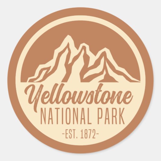 Yellowstone National Park Hiking Camping Ronde Sticker (Voorkant)