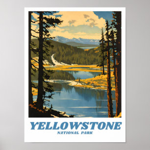 Yellowstone National Park illustratie retro deco Poster