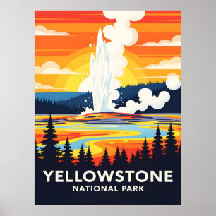 Yellowstone National Park – Levendige Geiser Poster