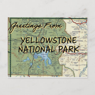 Yellowstone National Park Map Briefkaart