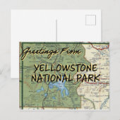 Yellowstone National Park Map Briefkaart (Voorkant / Achterkant)