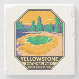 Yellowstone National Park Morning Glory Pool Retro Stenen Onderzetter