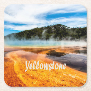 Yellowstone National Park Mountains Natuur Animals Vierkante Kartonnen Onderzetter