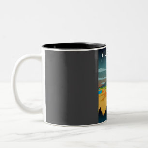 Yellowstone National Park Night Sky Stars Reizen P Tweekleurige Koffiemok