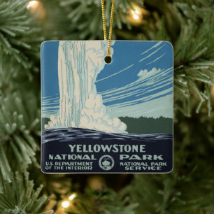 Yellowstone National Park Old Faithful Keramisch Ornament
