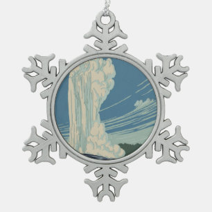 Yellowstone National Park Old Faithful Tin Sneeuwvlok Ornament
