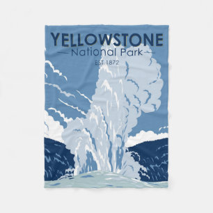 Yellowstone National Park Old Faithful Vintage Fleece Deken