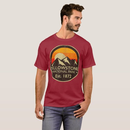 Yellowstone National Park Retro Camping T-shirt (Voorkant volledig)