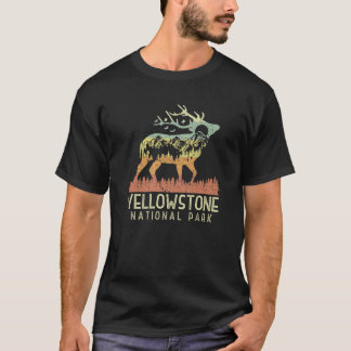 Yellowstone National Park Retro Mountain E T-shirt