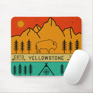 Yellowstone National Park Retro Wyoming USA Bison Muismat