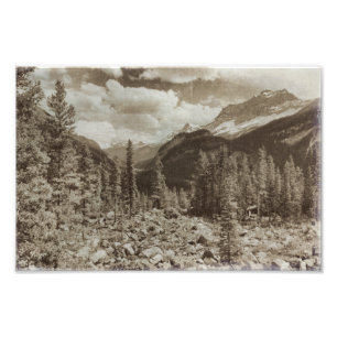 Yellowstone National Park Sepia Wyoming Landschap Foto Afdruk