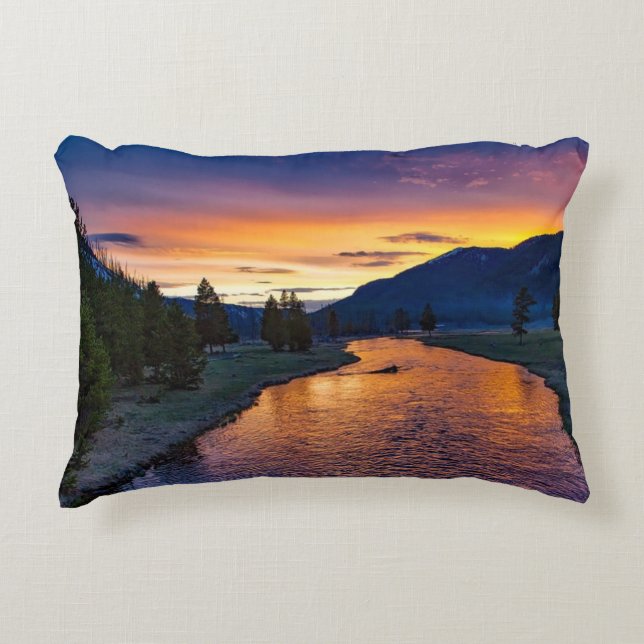 Yellowstone National Park Sunset Accent Kussen (Voorkant)