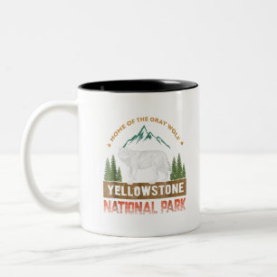 Yellowstone National Park T-Shirt Wolf Mannen Tweekleurige Koffiemok