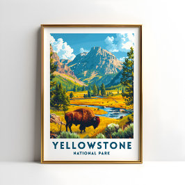 Yellowstone National Park Travel Print Poster Nede