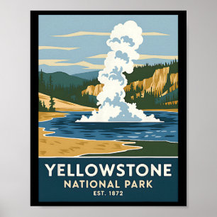 Yellowstone National Park Vintage Kamperen Wandele Poster