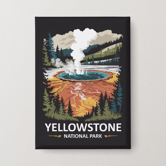 Yellowstone National Park Warmwaterbron Button (Voorkant)