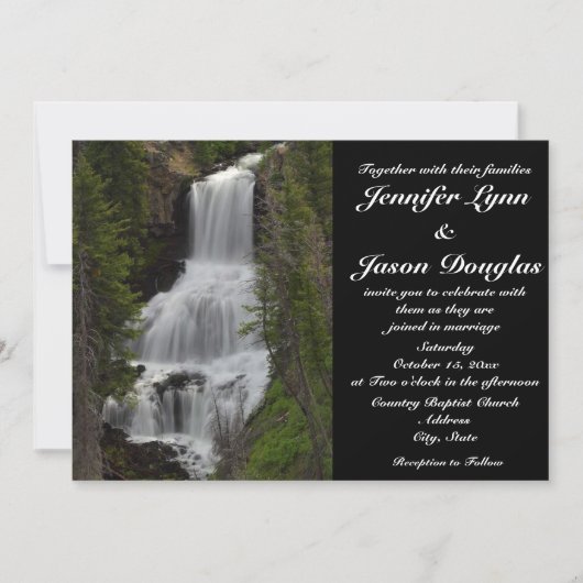 Yellowstone National Park Waterfall Wedding Invite Kaart (Voorkant)