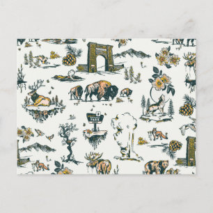 Yellowstone National Park Wildlife Pattern Briefkaart