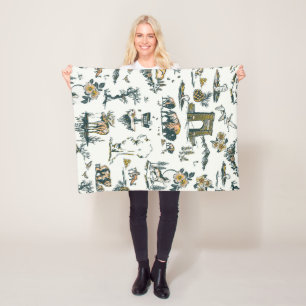 Yellowstone National Park Wildlife Pattern Fleece Deken