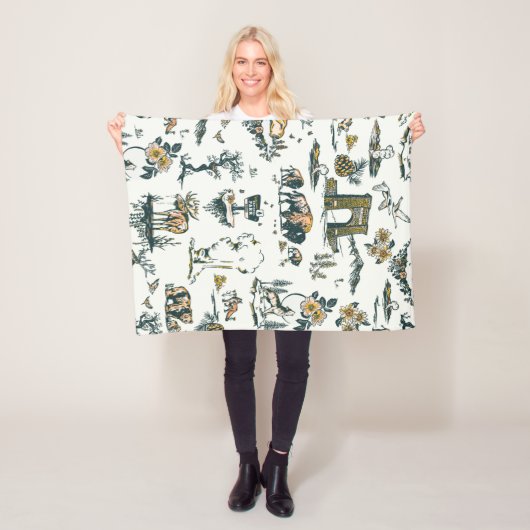 Yellowstone National Park Wildlife Pattern Fleece Deken (In situ)