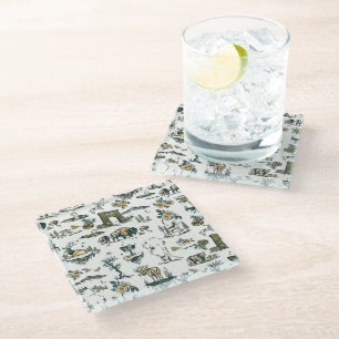 Yellowstone National Park Wildlife Pattern Glazen Onderzetter