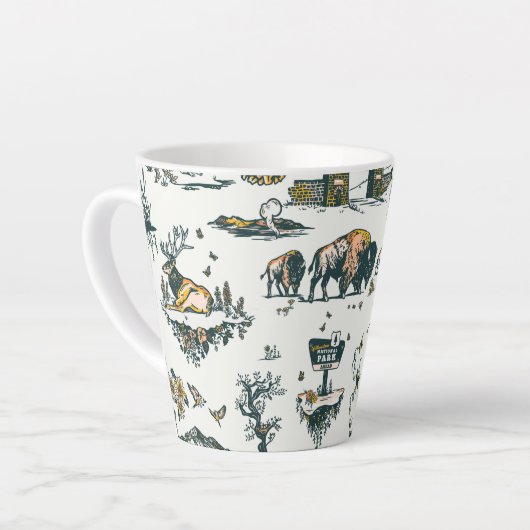 Yellowstone National Park Wildlife Pattern Latte Mok (Linkerhoek)