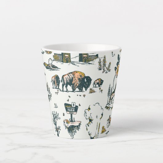 Yellowstone National Park Wildlife Pattern Latte Mok (Voorkant)