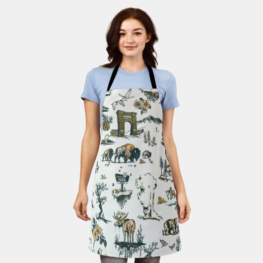 Yellowstone National Park Wildlife Pattern Schort (Gedragen)