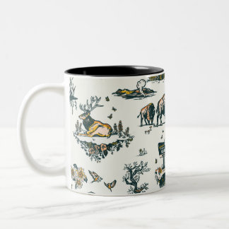 Yellowstone National Park Wildlife Pattern Tweekleurige Koffiemok