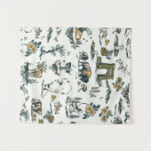 Yellowstone National Park Wildlife Pattern Wandkleed (Voorkant (horizontaal))