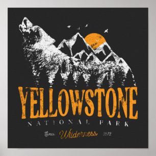 Yellowstone National Park Wolf Mountains  Poster