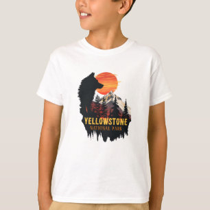 Yellowstone National Park, Wolf Sinaasappel Sunset T-shirt