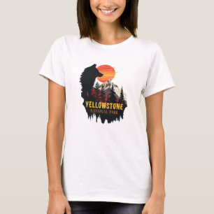 Yellowstone National Park, Wolf Sinaasappel Sunset T-shirt