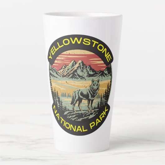 Yellowstone National Park wolfbergen Latte Mok (Voorkant)