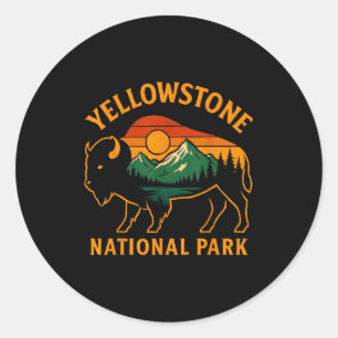 Yellowstone National Park Wyoming Buffel Bizon Su Ronde Sticker