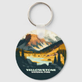 Yellowstone National Park Wyoming Mountains Retro Sleutelhanger (Achterkant)