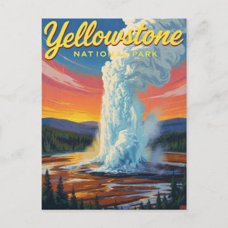 Yellowstone Old Faithful Geiser Kunst Briefkaart