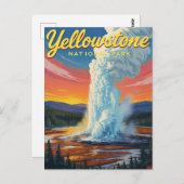 Yellowstone Old Faithful Geyser Art Briefkaart (Voorkant / Achterkant)