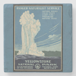 Yellowstone Old Faithful Park Vintage Poster Stenen Onderzetter