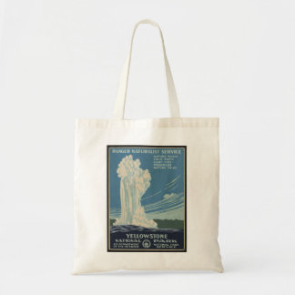 Yellowstone Old Faithful Park Vintage Poster Tote Bag