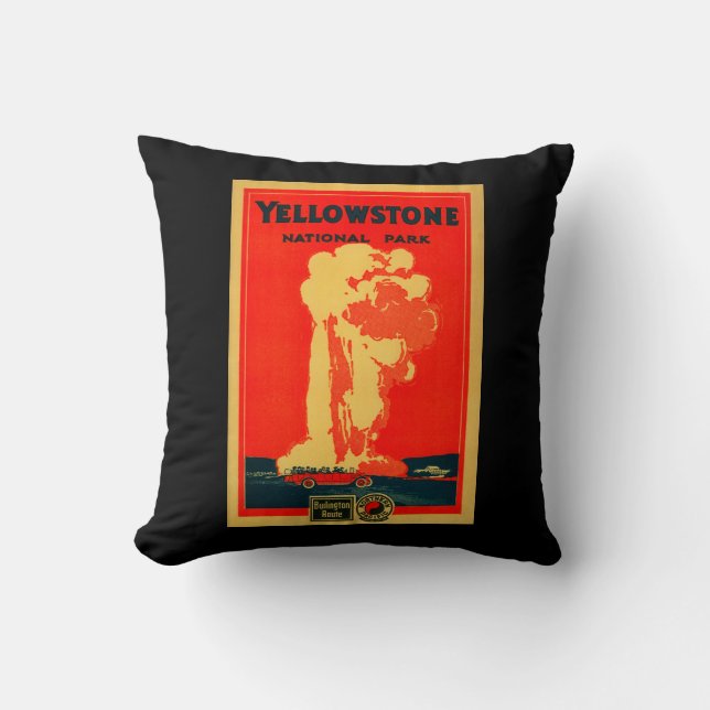 Yellowstone, oud getrouw Adverteren Poster Kussen (Voorkant)
