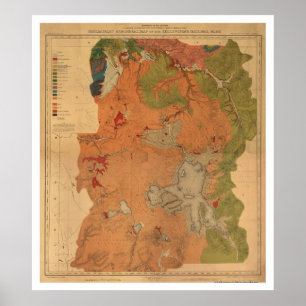 Yellowstone Park Map 1878 Poster