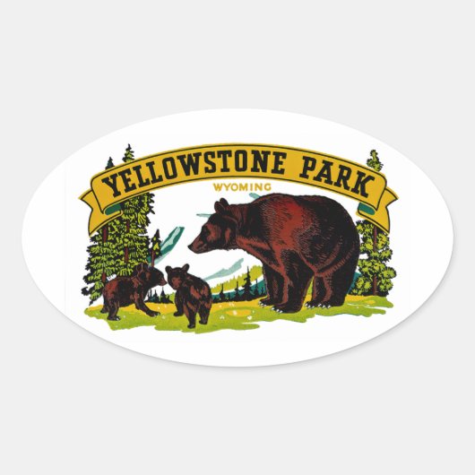 Yellowstone Park Ovale Sticker (Voorkant)
